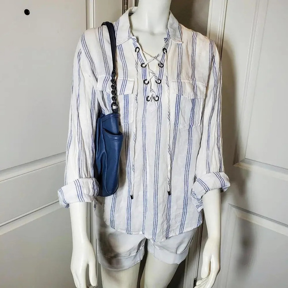 RAILS Matea Flamenco Striped Lace-Up Long-Sleeve Top Size Large NWOT - Picture 2 of 15